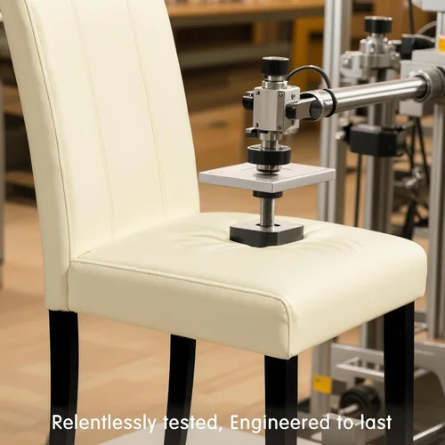 Miniatura 7 de SyMax Juego de 4 sillas de comedor tapizadas de piel sintética, modernas sillas de cocina Parsons con patas de madera, color crema (solo sillas)