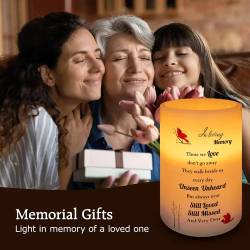 Miniatura 5 de Regalos conmemorativos, vela cardenal sin llama, luz LED de cera real con temporizador, regalo de condolencia por la pérdida de un ser querido, Los