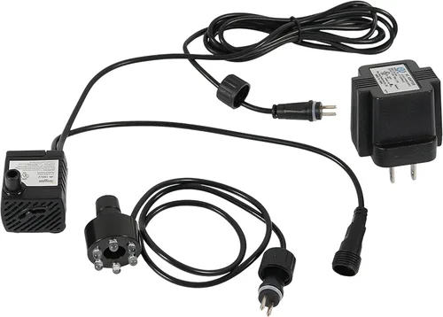 Sunnydaze - Bomba de agua sumergible de 40 GPH - Bomba de fuente pequeña de 12 V con flujo ajustable, luz LED y transformador para fuentes, baños de