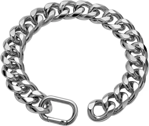 Cadena de eslabones cubanos de plata gruesa de metal ligero de 0.748 in para perros, collar de cadena plateada de 14 pulgadas para perros pequeños y