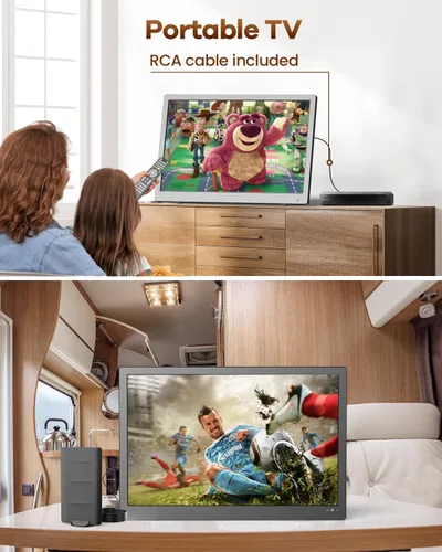 Miniatura 6 de NORTHING Televisor portátil de 17.2 pulgadas con antena, 7000 mAH integrado con entrada USB/HDMI/AV, T V pequeño de 12 V para camping, cocina