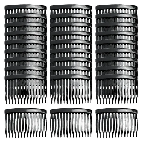 Miniatura 7 de Cinaci Paquete de 30 peines laterales pequeños de plástico blanco transparente con 14 dientes, pinzas finas y finas para el cabello, accesorios