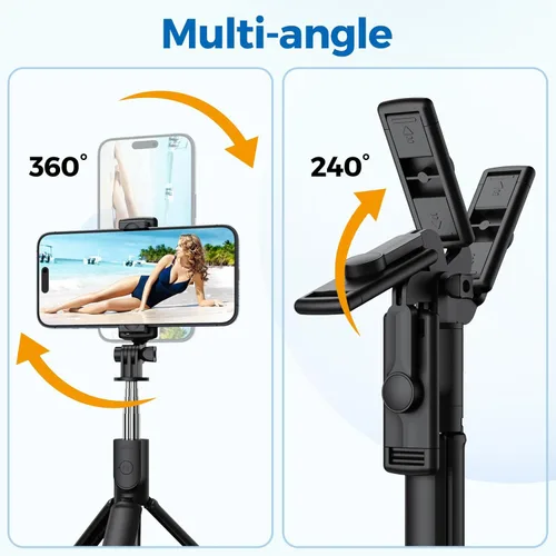 Miniatura 7 de Trípode para selfie, trípode retráctil para selfie stick con control remoto inalámbrico, para fotografía, transmisión en vivo, grabación de video