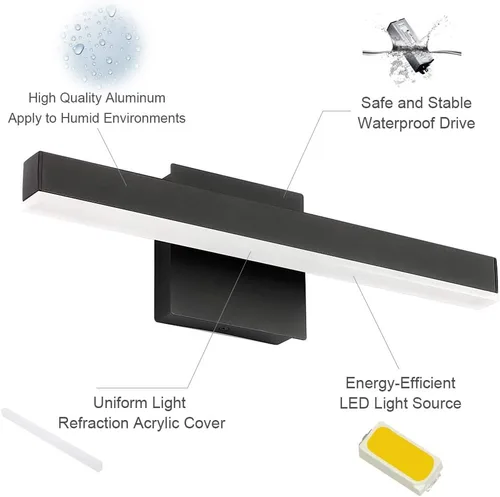 Miniatura 6 de Aipsun - Lámpara LED para baño moderna, color negro