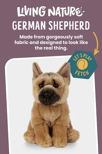 Miniatura 2 de Living Nature - Animal de peluche de pastor alemán, animal de perro esponjoso, juguete suave para niños, 8 pulgadas