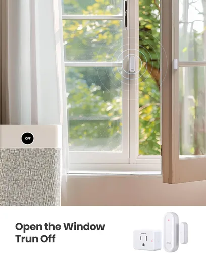 Miniatura 4 de Zoiinet Kit de enchufe de salida de sensor de puerta, mini sensor inalámbrico de ventana de contacto, dispositivos ilimitados de control de grupo