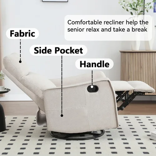 Miniatura 6 de Silla reclinable con masaje y calor, silla reclinable giratoria con respaldo alto, sillones reclinables manuales Lazy Boy para adultos, silla