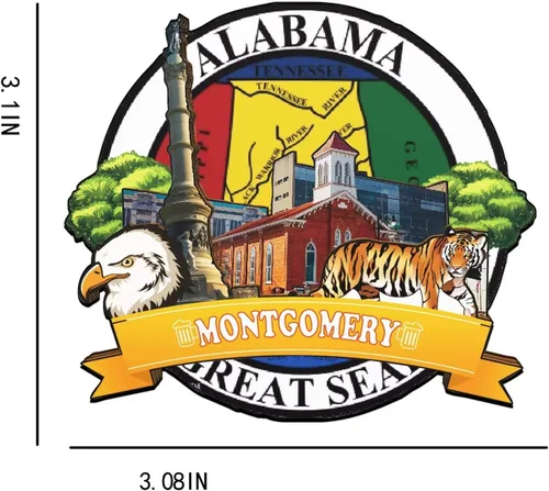 Miniatura 3 de Montgomery Alabama USA - Imán de madera para nevera, monumentos 3D, recuerdos coleccionables de viaje, decoración hecha a mano -1288