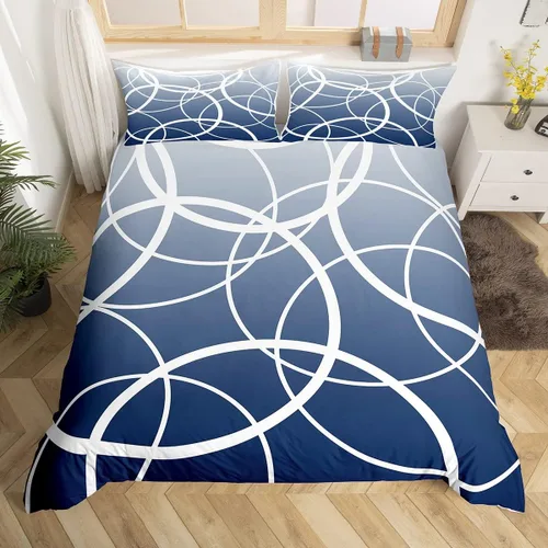 Miniatura 20 de Juego de ropa de cama de líneas negras, rojas y grises, tamaño individual para habitación de niños y niños, juego de funda de edredón con costuras
