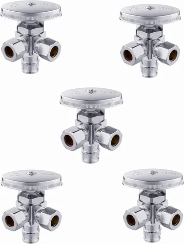 Miniatura 7 de EFIELD Válvula de parada angular de doble salida multigiro, entrada de tubo PEX-A de expansión de 1/2" F1960 x salida de compresión