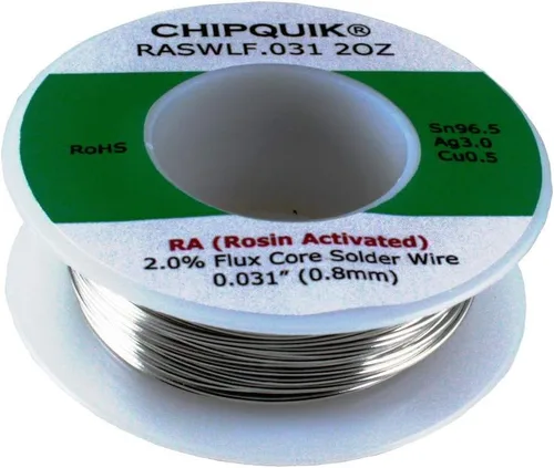Chip Quik RASWLF.031 - Alambre de soldadura LF 96.5/3/0.5 estaño/plata/cobre activado con colofonia .031 2oz