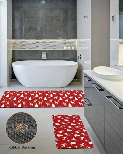 Miniatura 5 de Tapete de baño con alce navideño para bañera, antideslizante, de secado rápido y absorbente, tierra de diatomeas, ducha, fregadero, dormitorio