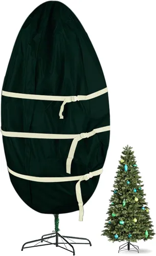 Bolsas verticales de almacenamiento para árbol de Navidad, resistentes fundas de lona 600D para árbol de Navidad con capacidad para hasta 9 pies,