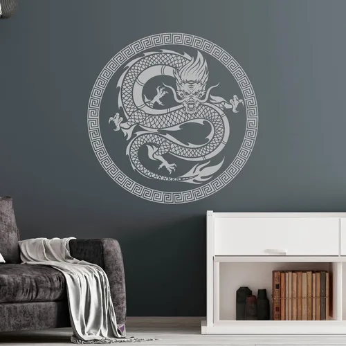 Miniatura 5 de Vinilo adhesivo de pared de arte chino dragón ornamento de estilo asiático pegatinas gran decoración (1373ig) negro