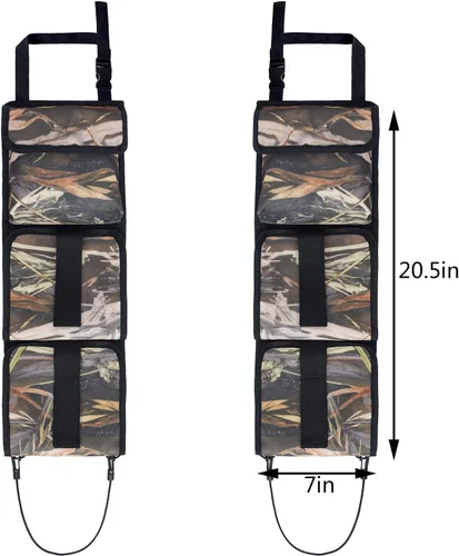 Miniatura 8 de Equipo de caza para asiento trasero de pistola, soporte para rifle de escopeta, organizador de pistolas con bolsillos, ajuste universal para camión