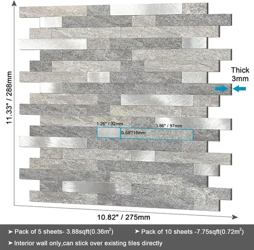 Miniatura 7 de BeNice Azulejos de cocina para despegar y pegar, azulejos autoadhesivos de mosaico para paneles de pared de baño, impermeables