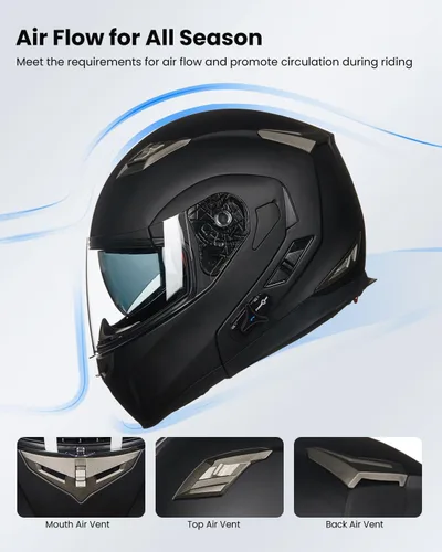 Miniatura 5 de ILM - Casco de motocicleta modular con visera solar abatible, Bluetooth integrado, intercomunicador, Mp3 Modelo 953/953 PRO