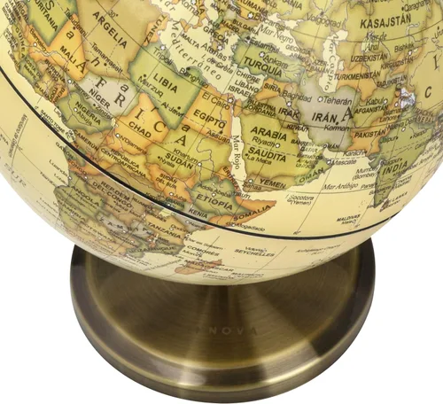 Miniatura 5 de Annova Globo antiguo de 5.5 pulgadas de diámetro – Decoración de escritorio educativa/geográfica/moderna – Arco y base de acero inoxidable