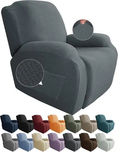 Miniatura 25 de JIVINER Fundas de sofá reclinable de 8 piezas, fundas elásticas de jacquard para sofá reclinable, fundas para sala de estar, protector suave de 3