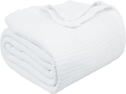 Cobija TreeWool liviana de algodón, de cuidado fácil, suave, cómoda y cálida (king size, 90 x 108 pulgadas, tejido reticular)