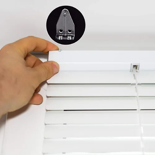 Miniatura 5 de BBTO 40 soportes de sujeción para persianas de 1 pulgada, ganchos de plástico transparente para persianas, clips de sujeción para riel inferior