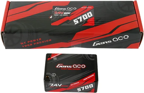 Miniatura 5 de Gens ace 5700mAh 7.4V 60C 2S3P HardCase Lipo Batería Sillín Pack 12 # con 0.157 in Bullet a T Plug (2 piezas)