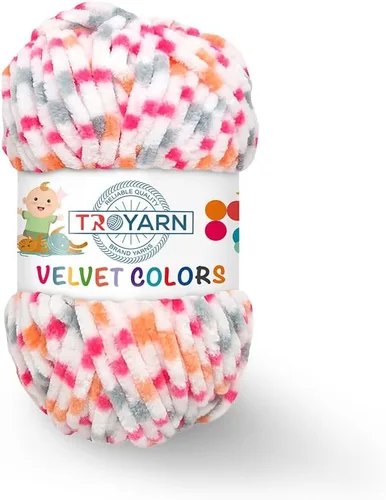 Miniatura 19 de TROYARN Hilo de lana de terciopelo en colores (paquete de 3 madejas) Chenille para manta Amigurumi, hilo para crochet y punto súper voluminoso 3x100