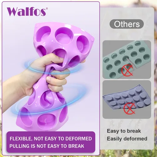 Miniatura 5 de Walfos Paquete de 3 Moldes de Jabón Pequeños, 15 Cavidades Moldes Redondos Mini de Silicona, Moldes de Jabón de Silicona Cilíndricos de 1.5 pulgadas