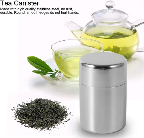 Miniatura 4 de Yosoo Health Gear Recipiente de acero de lata de té con tapa, latas de té de acero inoxidable para té suelto, recipientes de metal con tapa de sello