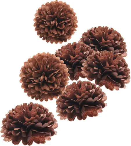 Pompones de seda marrón de 10 pulgadas, flores de papel de seda para cumpleaños, boda, baby shower, fiesta de té, decoración de mesa de postre,