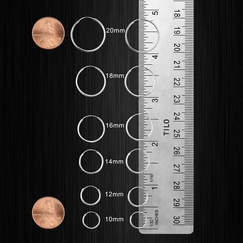 Miniatura 4 de Aretes de argollas sinfín redondas de oro blanco de 14 ct - 10-18 mm