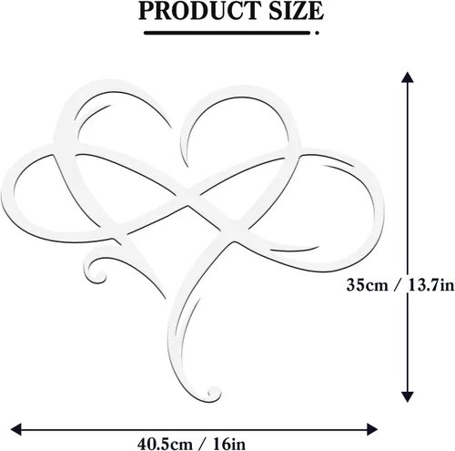 Miniatura 2 de MayLove-US Decoración de pared de metal con corazón infinito, decoración única de pared de corazón infinito, placa de letrero de amor, arte Blanco