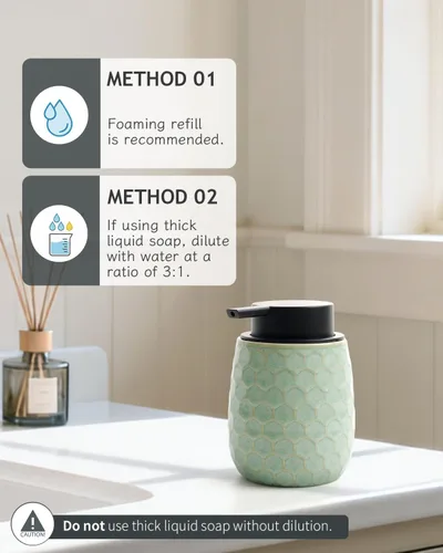 Miniatura 4 de Dispensador de jabón espumoso, dispensador de jabón de manos de espuma de cerámica de 12 onzas con diseño de panal para cocina o baño, dispensador
