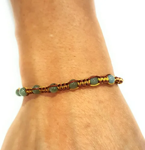 Miniatura 4 de Infinityee888 Jade Bead Pulseras amarillo marrón Feng Shui para hombres, mujeres pulsera-BC04, Piedra