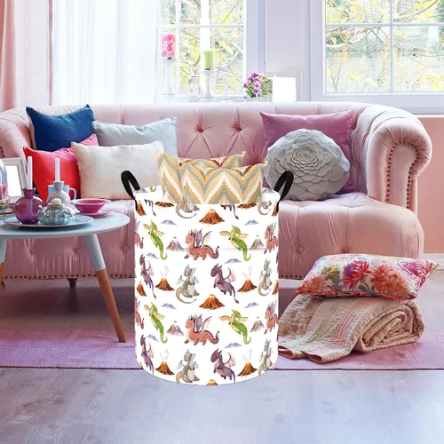 Miniatura 6 de Cesta redonda para ropa sucia, cesta organizadora de lavandería, cesta de almacenamiento, caja de ropa, cesta de guardería, cesta de regalo con asas