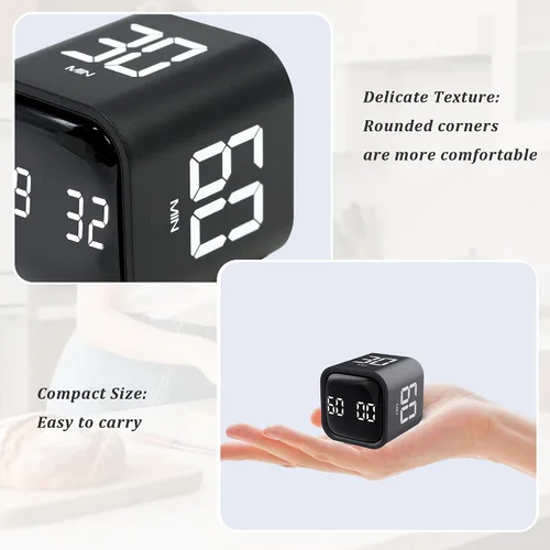 Miniatura 9 de Temporizador giratorio Pomodoro 5, 10, 30, 60 minutos preestablecido, temporizador de productividad de escritorio, cronómetro de cuenta regresiva