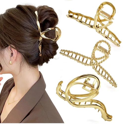 Miniatura 13 de Mehayi 3 PCS Pinzas de Garra de Metal Grandes para Cabello Grueso y Pesado, Pinzas de Sujeción Antideslizantes Grandes con Mordaza para Cabello