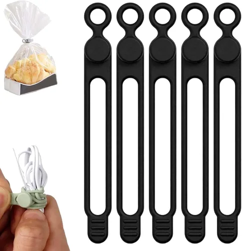 Miniatura 10 de Organizador de cables de silicona, bridas para cables, organizador de cables reutilizable, organizador de cables para agrupación y fijación