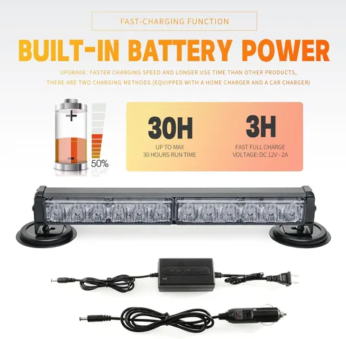 Miniatura 3 de Barra de luces estroboscópicas de emergencia alimentadas por batería, de 14 pulgadas, inalámbrica, mini luz LED intermitente de advertencia con base