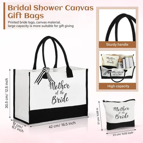 Miniatura 3 de Zubebe 3 Pcs Bride Gifts for Bachelorette Party Bridal Shower Wedding Gift Set Include Glass Cup Canvas Tote Bag Makeup Bag