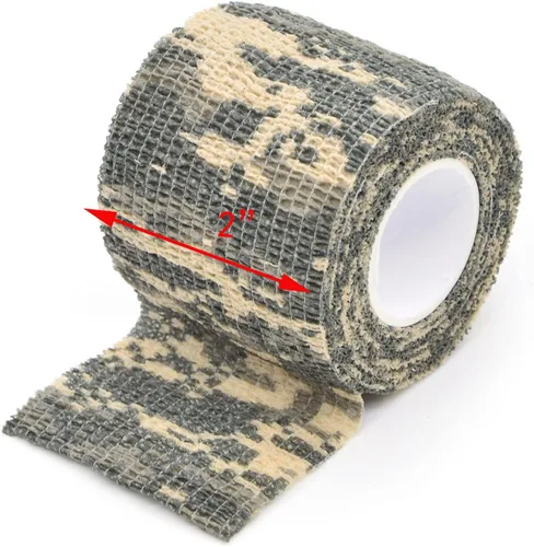 Miniatura 3 de EAmber Cintas de camuflaje de camuflaje de 1.96 x 177 pulgadas, vendaje protector autoadhesivo para linternas, bicicletas, ejército militar