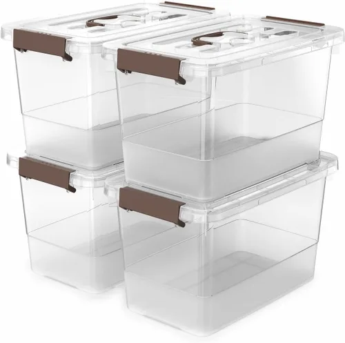 Miniatura 7 de Paquete de 4 contenedores de almacenamiento transparentes de 7 cuartos con tapas con cierre, contenedores de almacenamiento de plástico apilables