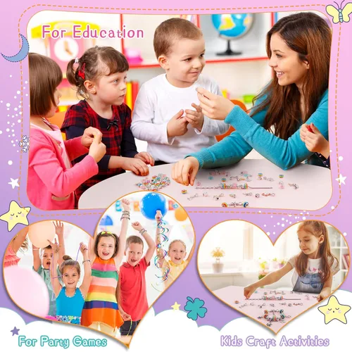 Miniatura 5 de Kit de fabricación de pulseras con dijes para niñas, juguetes de unicornio para niñas de 6, 7, 8, 9, 10+ años, kit de joyería DIY para niñas de 8 a