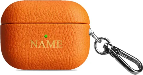 Miniatura 7 de Funda de cuero con iniciales personalizadas para Apple Airpods Pro de 2ª generación, funda vegana de lujo con llavero y letras en relieve con nombre