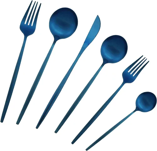 Miniatura 15 de Juego de cubiertos de acero inoxidable de 36 piezas con acabado satinado y mango plano, juego de utensilios de cocina para 6, incluye cuchara