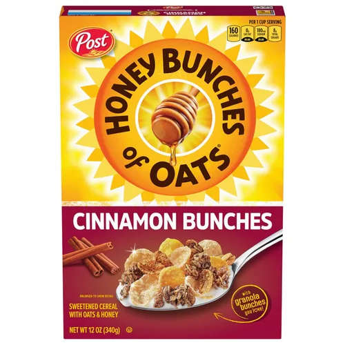 Miniatura 12 de Post Honey Bunches of Oats Cereal de desayuno de vainilla, cereal de vainilla con racimos de avena y granola, caja de 18 onzas (paquete de 2)