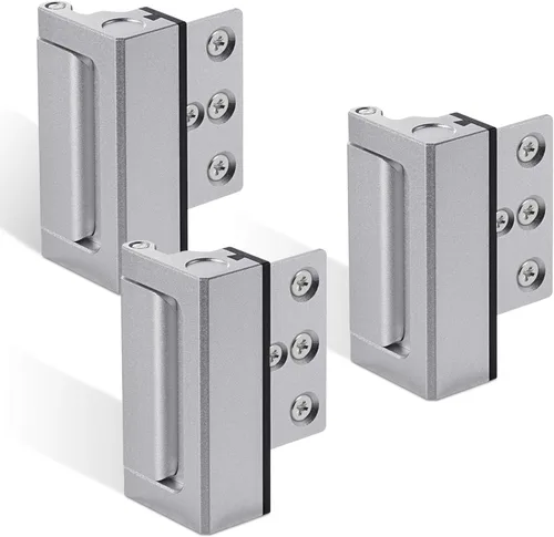 GreaTalent Paquete de 3 cerraduras de refuerzo de puerta de seguridad para el hogar, defensor de cerradura de puerta a prueba de niños, alta