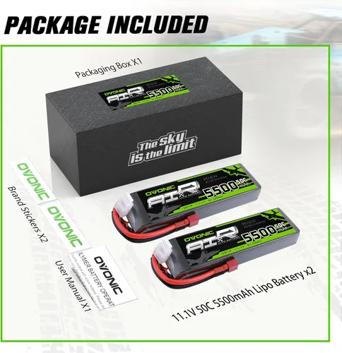 Miniatura 6 de OVONIC 3s Lipo Battery 50C 5500mAh 11.1V Lipo Batería con conector T estilo Dean para avión RC Quadcopter Helicóptero FPV Drone (2 paquetes)