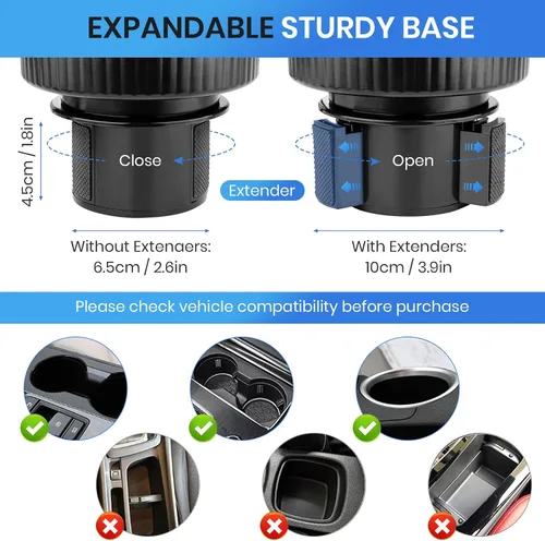 Miniatura 5 de Expansor de portavasos USB 2 en 1, ventilador de refrigeración portátil de 6 pulgadas, giratorio de 360 grados, 2 velocidades, alimentado por USB
