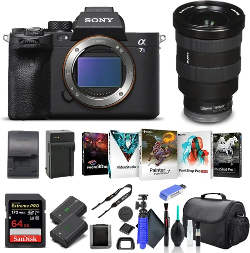 Sony Cuerpo de cámara digital sin espejo Alpha a7S III solo ILCE7SM3/B, lente Sony FE de 0.630-1.378 in, tarjeta de memoria de 64GB, batería